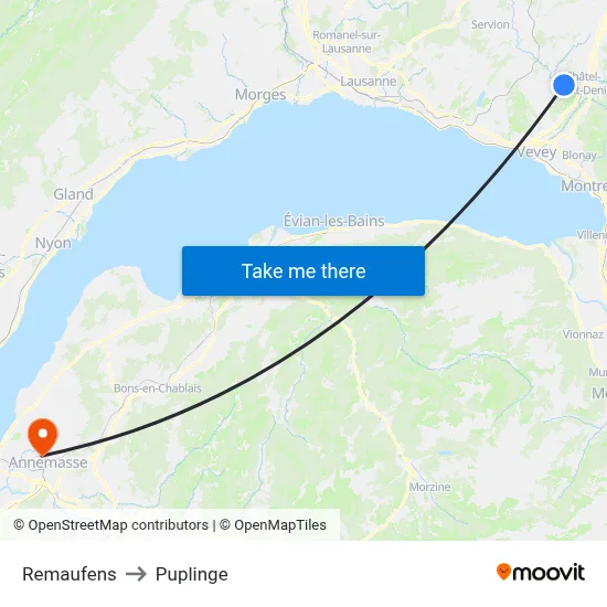 Remaufens to Puplinge map