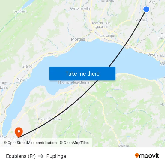 Ecublens (Fr) to Puplinge map