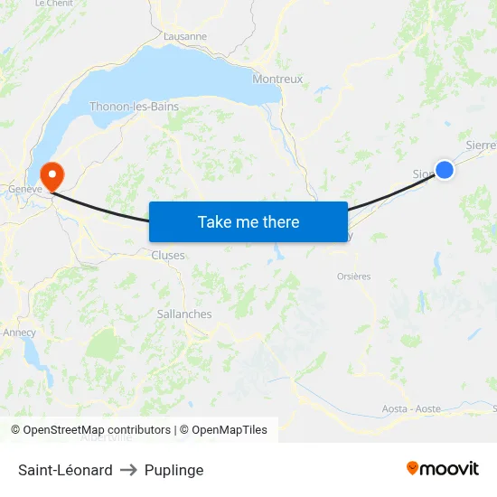 Saint-Léonard to Puplinge map
