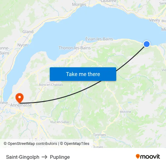 Saint-Gingolph to Puplinge map