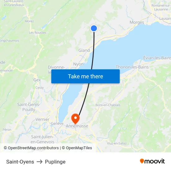 Saint-Oyens to Puplinge map