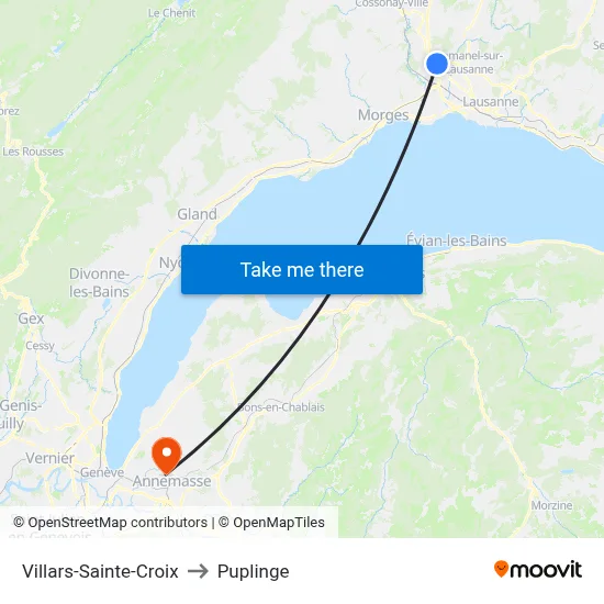 Villars-Sainte-Croix to Puplinge map