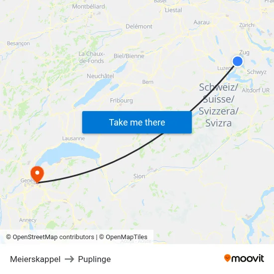 Meierskappel to Puplinge map