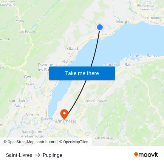 Saint-Livres to Puplinge map