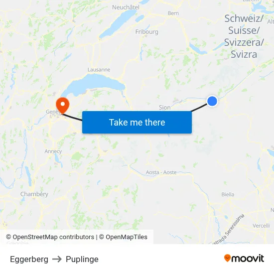Eggerberg to Puplinge map