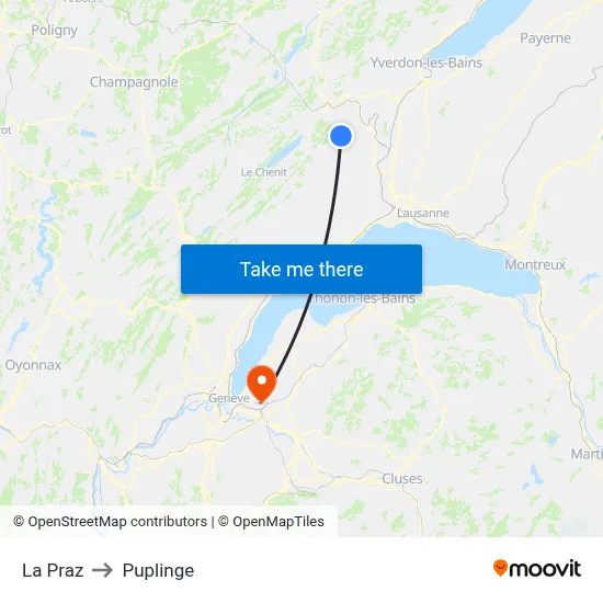 La Praz to Puplinge map