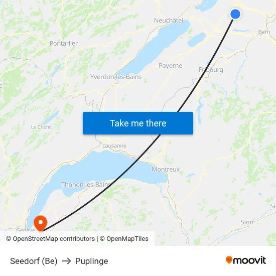 Seedorf (Be) to Puplinge map