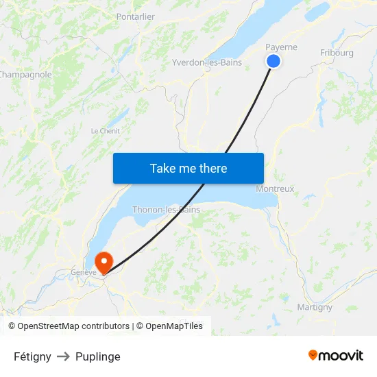 Fétigny to Puplinge map