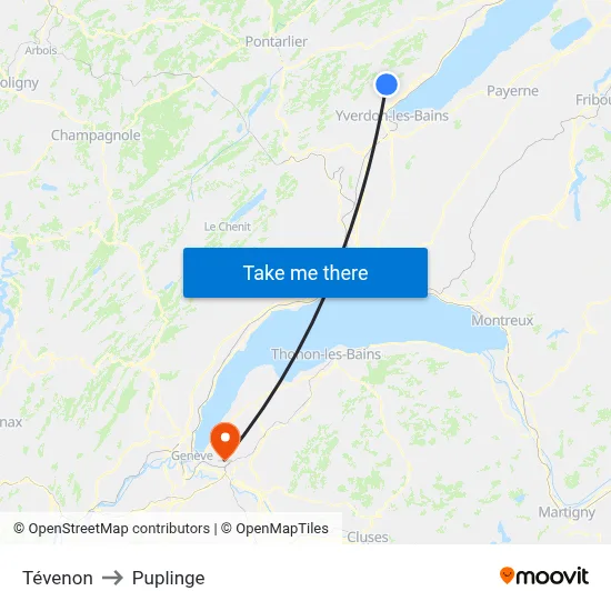 Tévenon to Puplinge map