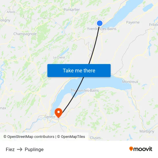 Fiez to Puplinge map