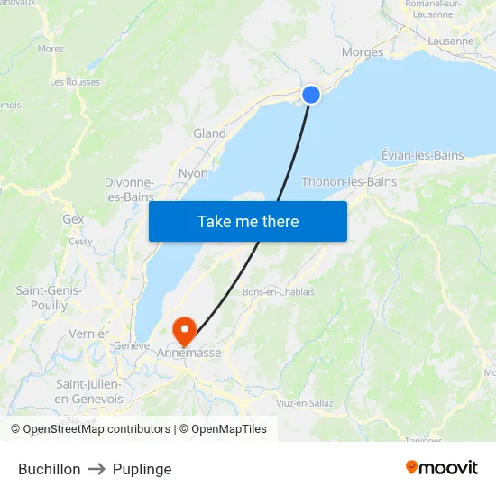 Buchillon to Puplinge map