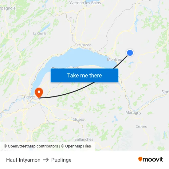 Haut-Intyamon to Puplinge map