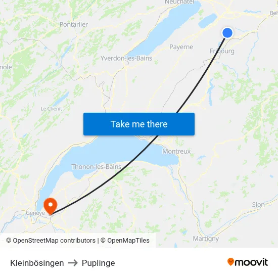Kleinbösingen to Puplinge map