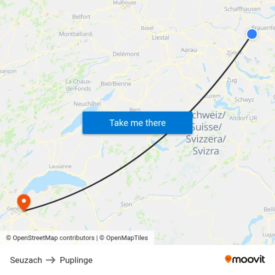 Seuzach to Puplinge map