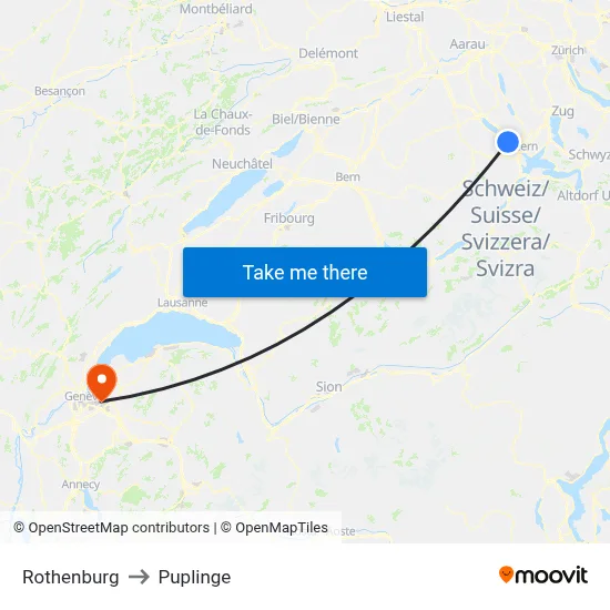 Rothenburg to Puplinge map