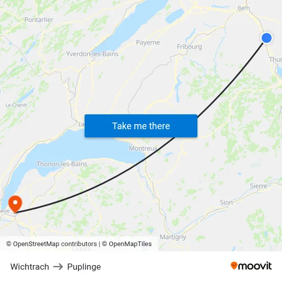 Wichtrach to Puplinge map