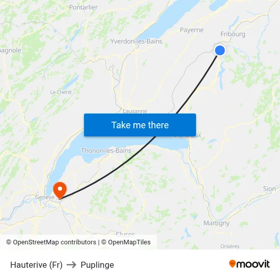 Hauterive (Fr) to Puplinge map