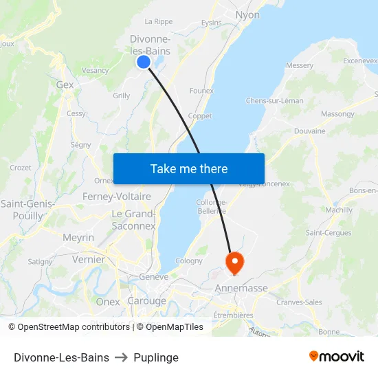 Divonne-Les-Bains to Puplinge map