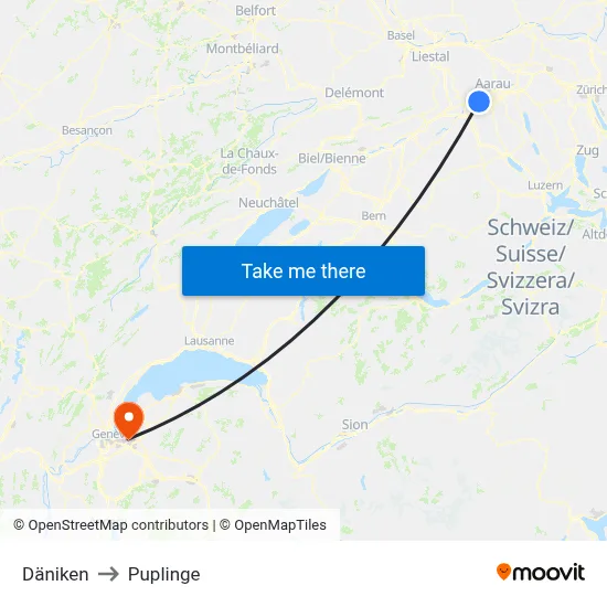 Däniken to Puplinge map