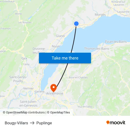 Bougy-Villars to Puplinge map