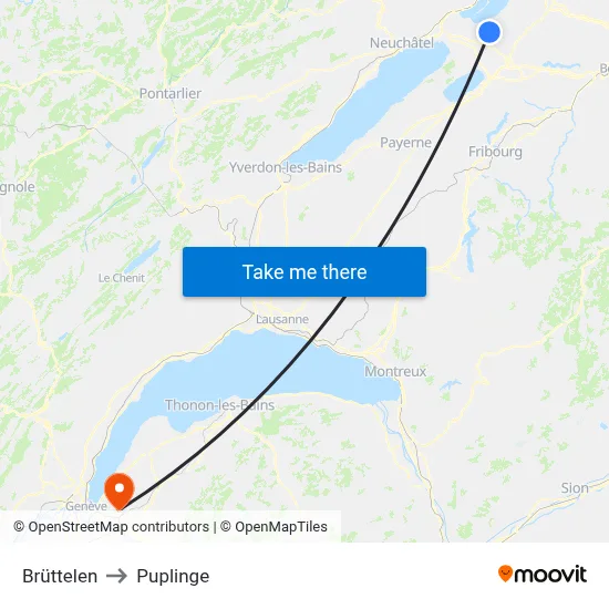 Brüttelen to Puplinge map