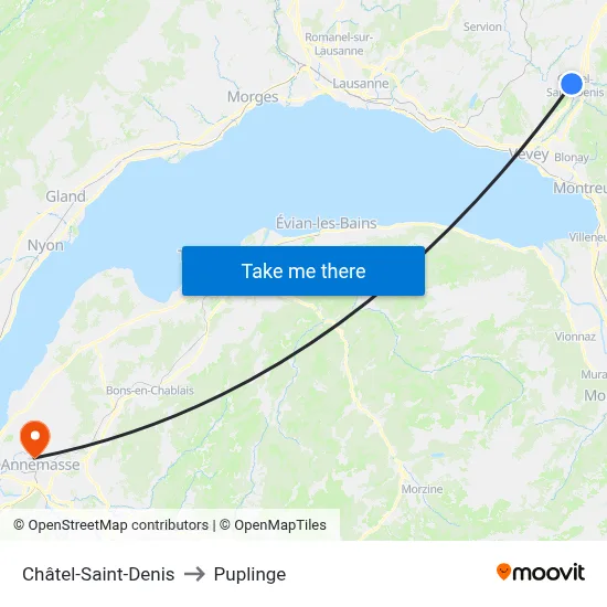 Châtel-Saint-Denis to Puplinge map