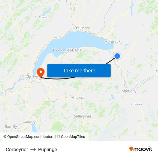 Corbeyrier to Puplinge map