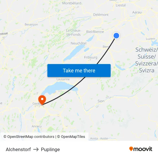 Alchenstorf to Puplinge map