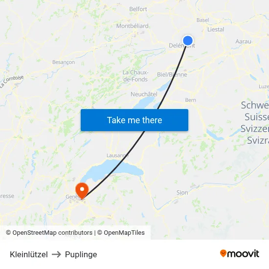 Kleinlützel to Puplinge map