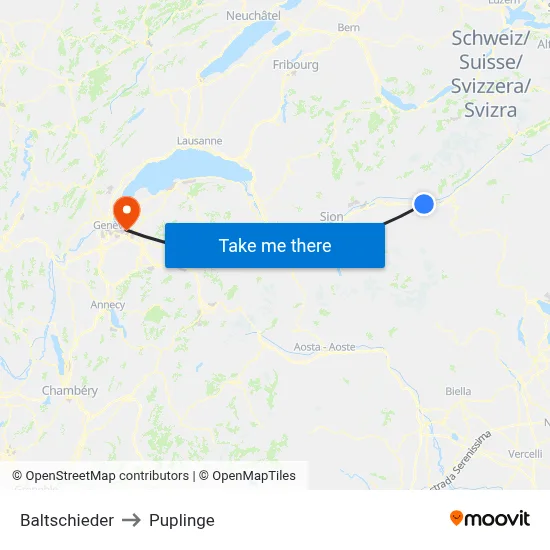 Baltschieder to Puplinge map