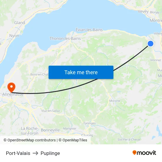 Port-Valais to Puplinge map