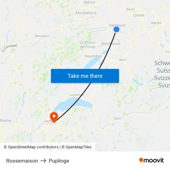 Rossemaison to Puplinge map