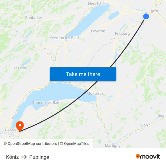 Köniz to Puplinge map