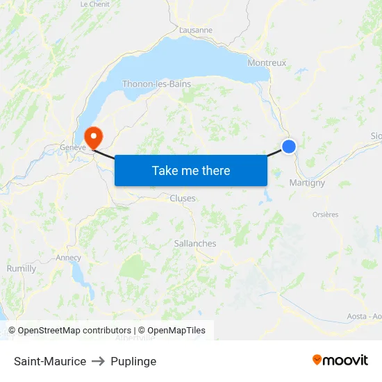 Saint-Maurice to Puplinge map