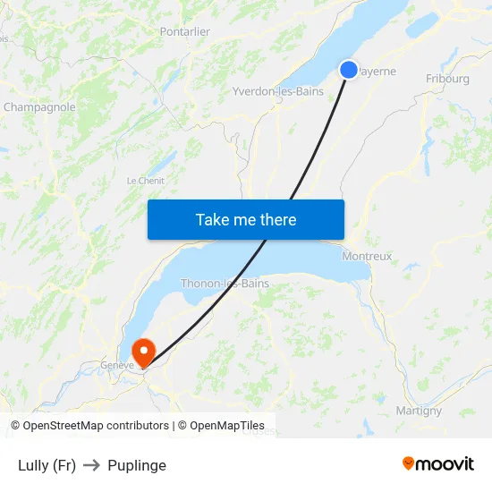 Lully (Fr) to Puplinge map