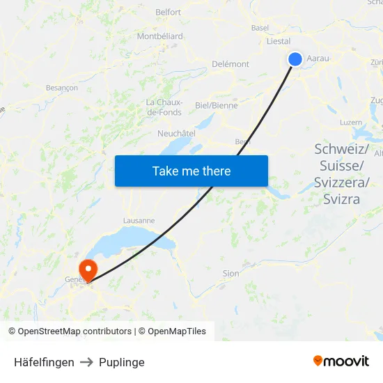 Häfelfingen to Puplinge map