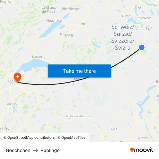 Göschenen to Puplinge map
