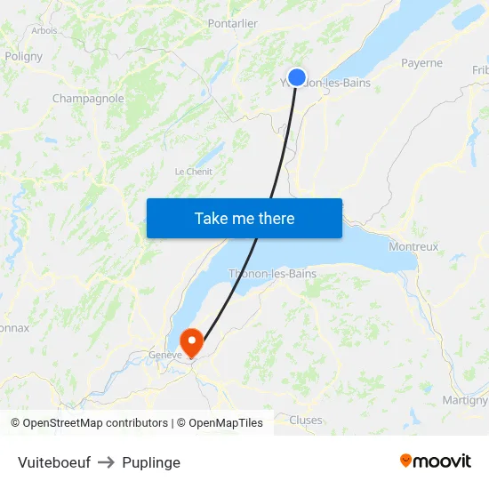 Vuiteboeuf to Puplinge map
