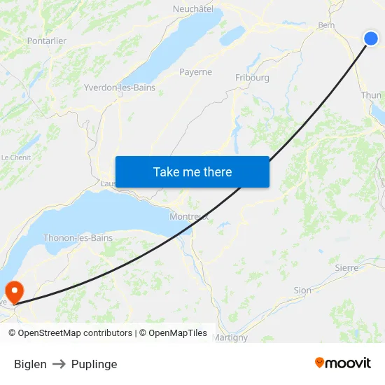 Biglen to Puplinge map