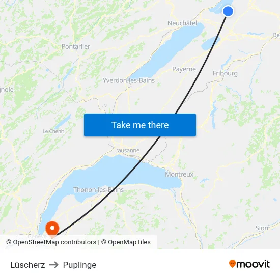 Lüscherz to Puplinge map