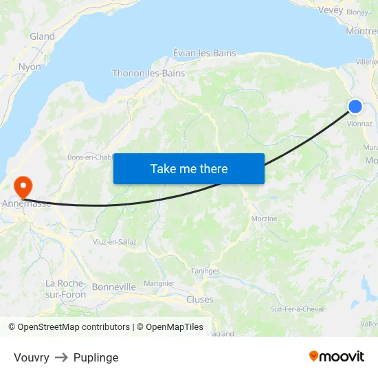 Vouvry to Puplinge map