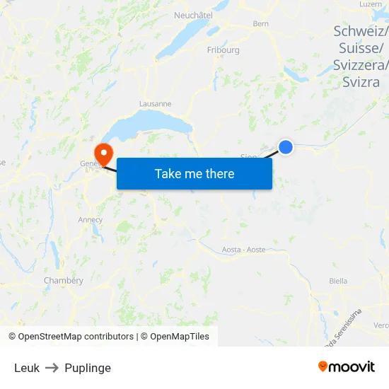 Leuk to Puplinge map