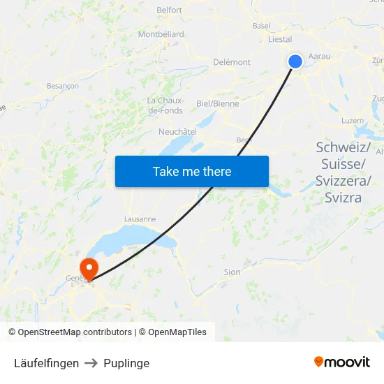 Läufelfingen to Puplinge map