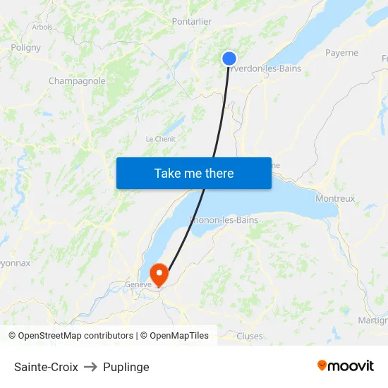 Sainte-Croix to Puplinge map