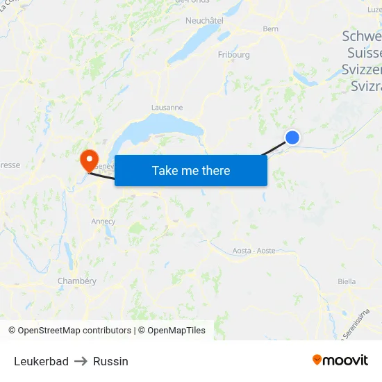 Leukerbad to Russin map