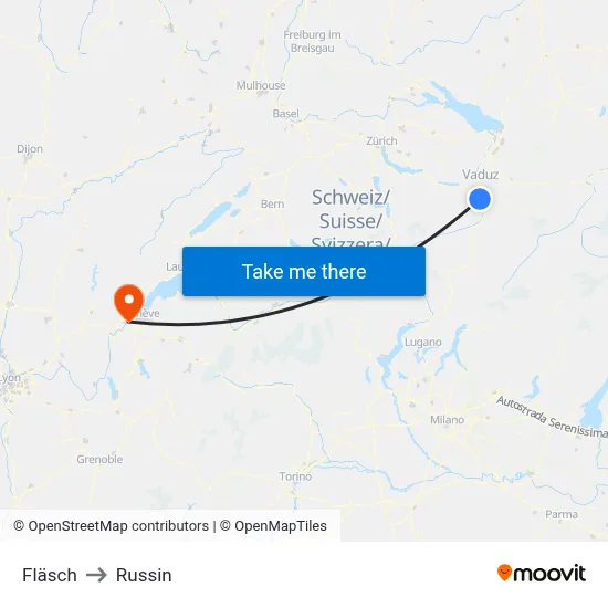 Fläsch to Russin map