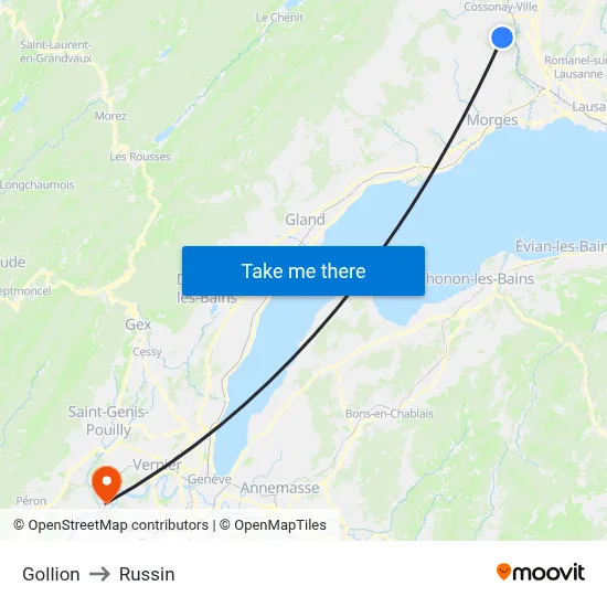 Gollion to Russin map