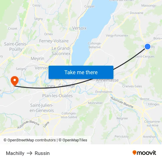 Machilly to Russin map