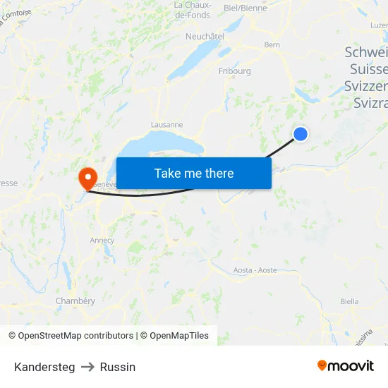 Kandersteg to Russin map