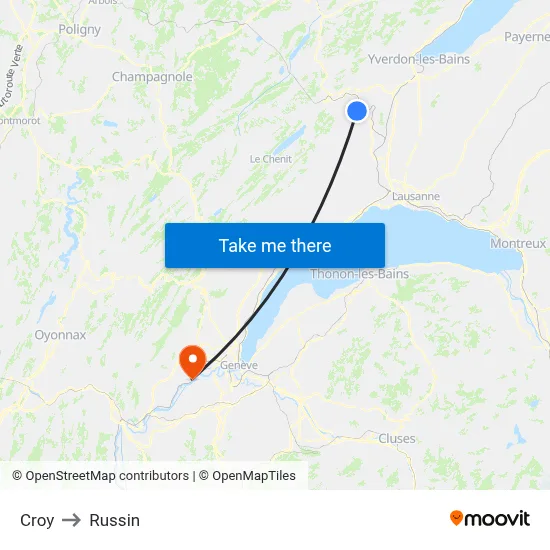 Croy to Russin map